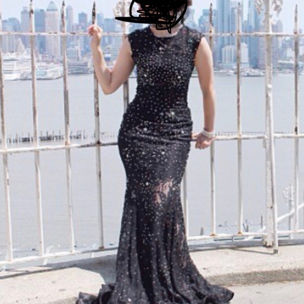 Camillie La Vie Black Sparkle Long Gown